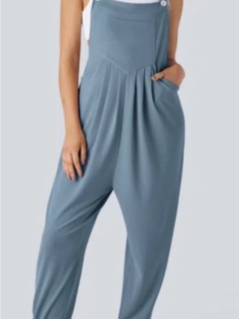 HALARA Dusty Blue Relaxed Bib Jumpsuit